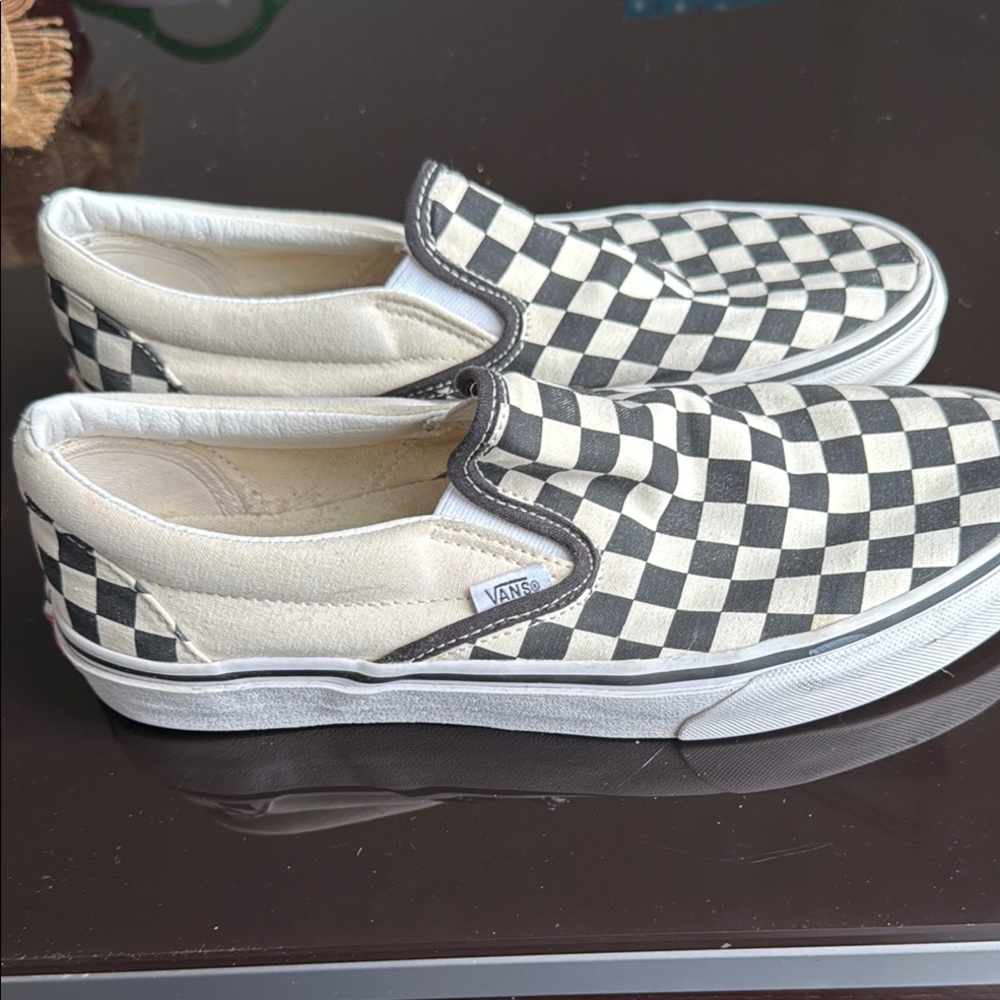 Vans Checkered Slip-On Shoes - Black and White mens 9.5